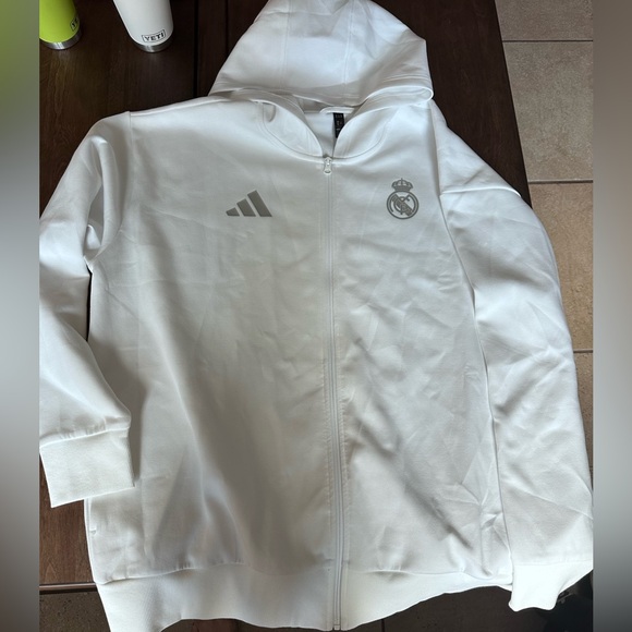 Adidas White Real Madrid Hoodie Unisex XXL - Picture 7 of 10